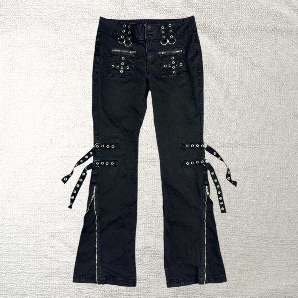 Hot Topic gothic flare pants with silver hardware